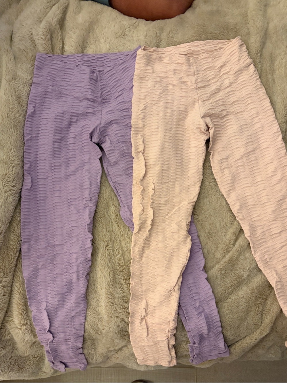 Booty by Brabants Textured Leggings - Lavender and Light Pink